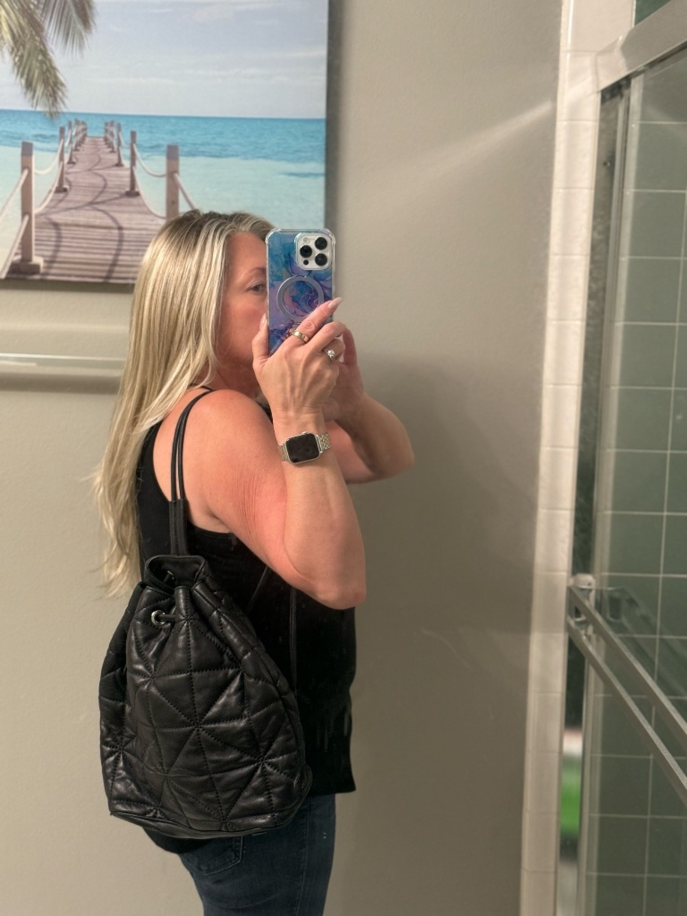 Drawstring soft leather backpack purse - Picture 10 of 11